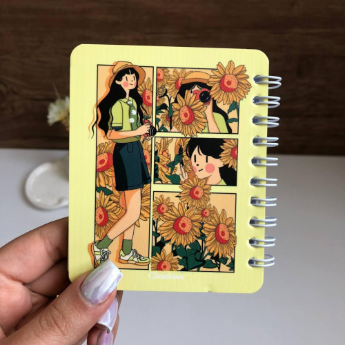 Aesthetic Girl Spiral Mini Pocket Notepad (8x10 cm)