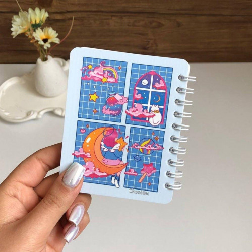 Aesthetic Girl Spiral Mini Pocket Notepad (8x10 cm)