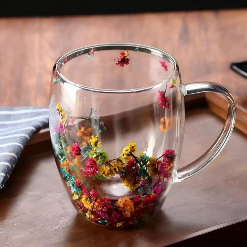 Double-Layered Floral Pyrex Mug