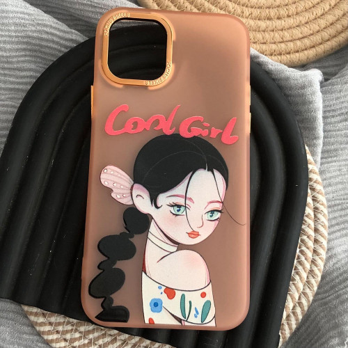 قاب دخترانه طرح Cool Girl نارنجی گوشی آیفون ۱۱ پرو