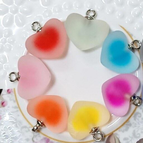 Pastel matte heart necklace with steel chain