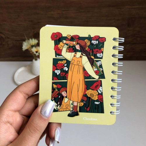 Aesthetic Girl Spiral Mini Pocket Notepad (8x10 cm)