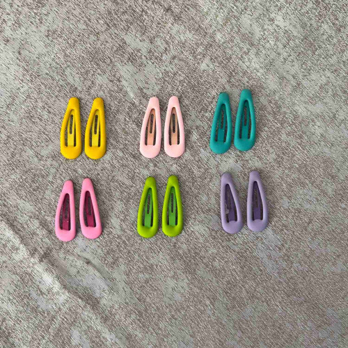 Set of 2 Glossy Color Metal Snap Hair Clips 