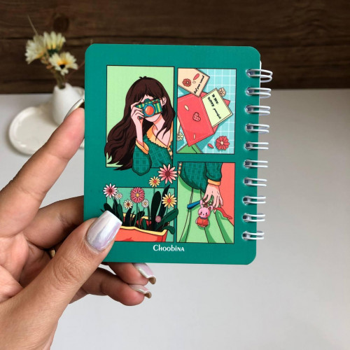 Aesthetic Girl Spiral Mini Pocket Notepad (8x10 cm)