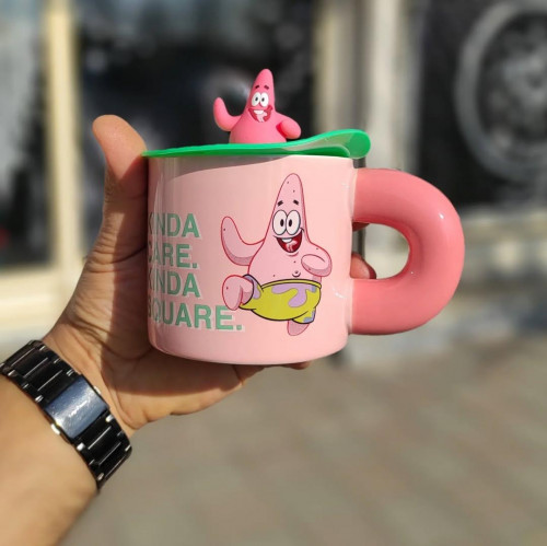 Silicone lid mug with SpongeBob and Patrick fantasy design