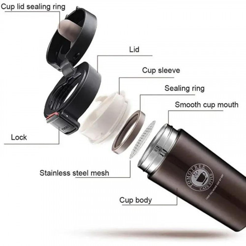 Double-walled thermal steel travel mug with lockable lid
