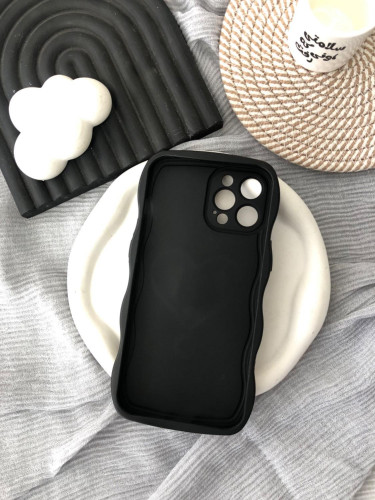 iPhone 12 Pro Max Wavy Solid Case with 3D Puffy Heart