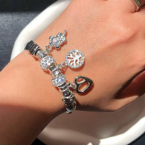 Rhinestone Pandora-Style Charm Bracelet
