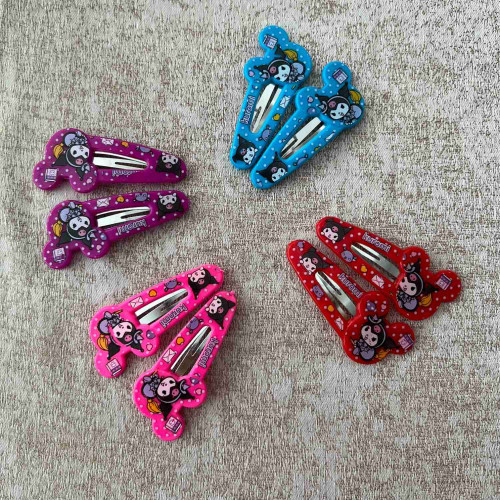 Set of 2 Glossy Color Metal Snap Hair Clips 