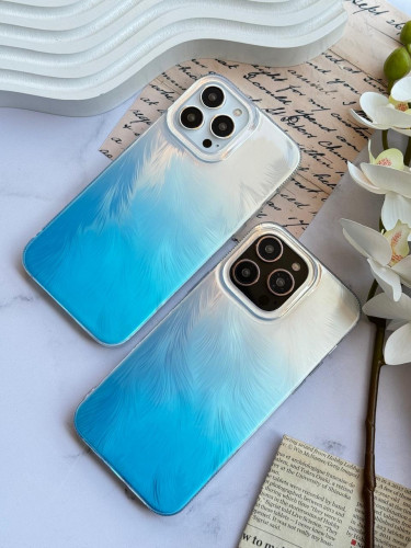 Blue silk brush case for iPhone 15 Pro