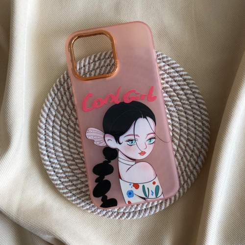قاب دخترانه طرح Cool Girl نارنجی گوشی آیفون ۱۲ پرومکس