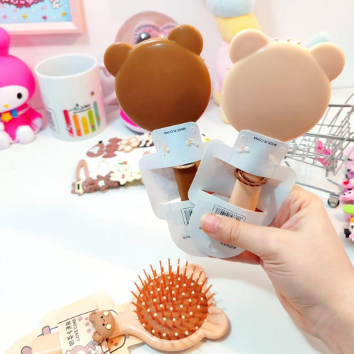 Little teddy bear hairbrush and hair tie set