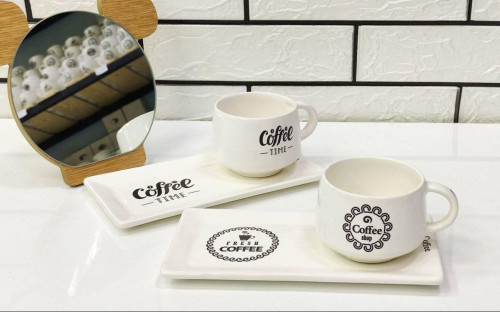 Coffee design cup and tray set