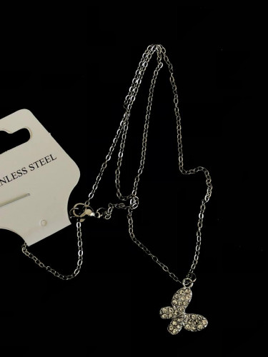 Crystal Butterfly Pendant Necklace